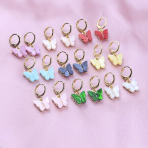 Sweet Korean Style Butterfly Acrylic Earrings with Sparkle