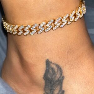 Sparkling Micro-Inlaid Cuban Chain Anklet with Gems (U-Shape)