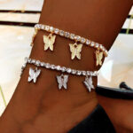 19379573777_2100535444.jpg More European and American creative rhinestone butterfly pendant anklet bracelet women popular butterfly elements new shiny footwear
