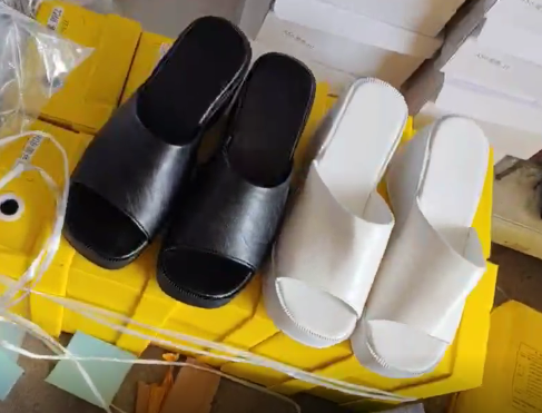 Thick-Sole Wedge Flip-Flops with Square Peep Toe - Black/White Thick-Sole Wedge Flip-Flops with Square Peep Toe - Black/White