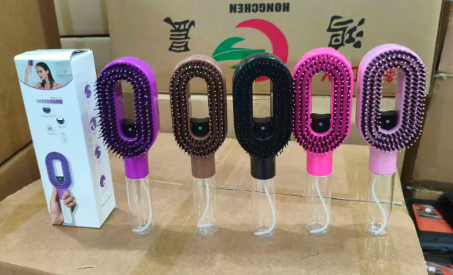 Factory direct stock of SprayHair spray comb, new cross-border product, one-click spray, anti-static, wet and dry dual-use hair smoothing comb.