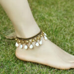 Hand-Woven Thai Wax Rope Bell Anklet with Bohemian Knots