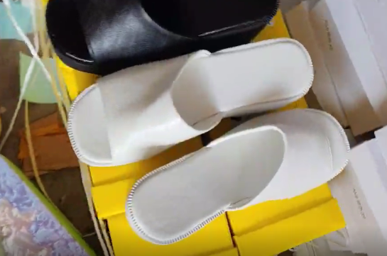 Thick-Sole Wedge Flip-Flops with Square Peep Toe - Black/White Thick-Sole Wedge Flip-Flops with Square Peep Toe - Black/White
