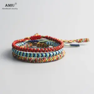 Good Luck Diamond Knot Red Rope Bracelet Set (3-Pack)