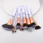 Fan-Shaped Eye Makeup Brush Set, 10-Piece Marble Pattern