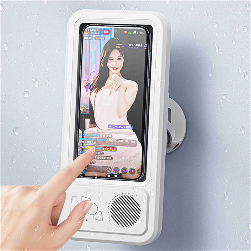 New waterproof touch screen phone holder for bathroom use, perfect for watching videos in the shower, Bluetooth mini speaker, portable for watching videos. New waterproof touch screen phone holder for bathroom use, perfect for watching videos in the shower, Bluetooth mini speaker, portable for watching videos.