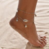 Hollow Leaf Fishbone Diamond Anklet Set European and American Creative Tassel Alloy Combination AliExpress Hot New Hollow Leaf Fishbone Diamond Anklet Set European and American Creative Tassel Alloy Combination AliExpress Hot New