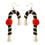 Boho Green Tassel Earrings for Women, Cotton Thread Long Drop
