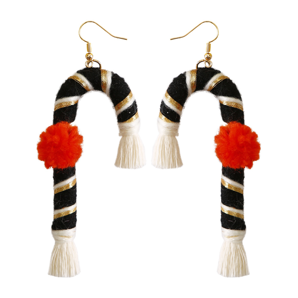 Boho Green Tassel Earrings for Women, Cotton Thread Long Drop