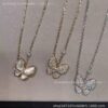 White Mother-of-Pearl Butterfly Necklace Set, 18 K Gold Plated