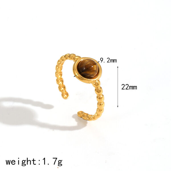 Fashionable Open-Design Tiger’s Eye Stainless Ring for Women - 18 K Gold Plated