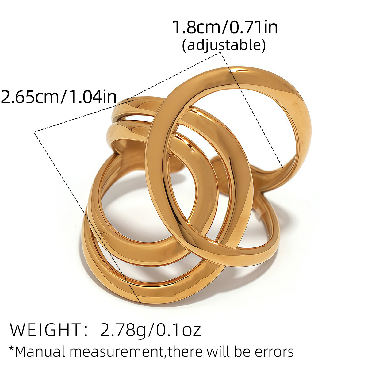 Interwoven Line Ring for Women, Stackable Open Wear
