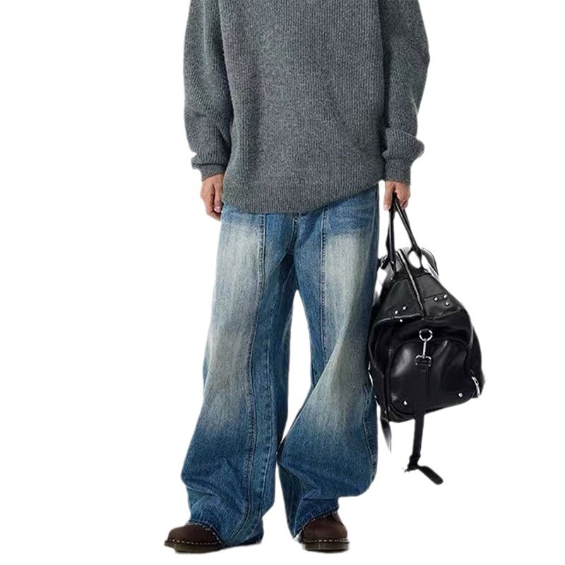 Banana-Shaped Deconstructed Curved Blade Jeans with 3 D Cut