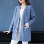 Women's mid-length cardigan for spring and autumn 2021, plus size, loose knitted shawl, versatile sweater.