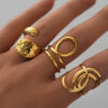 Unique and sophisticated ring design with interwoven lines, suitable for stacking and open wear, for women, available for cross-border wholesale.