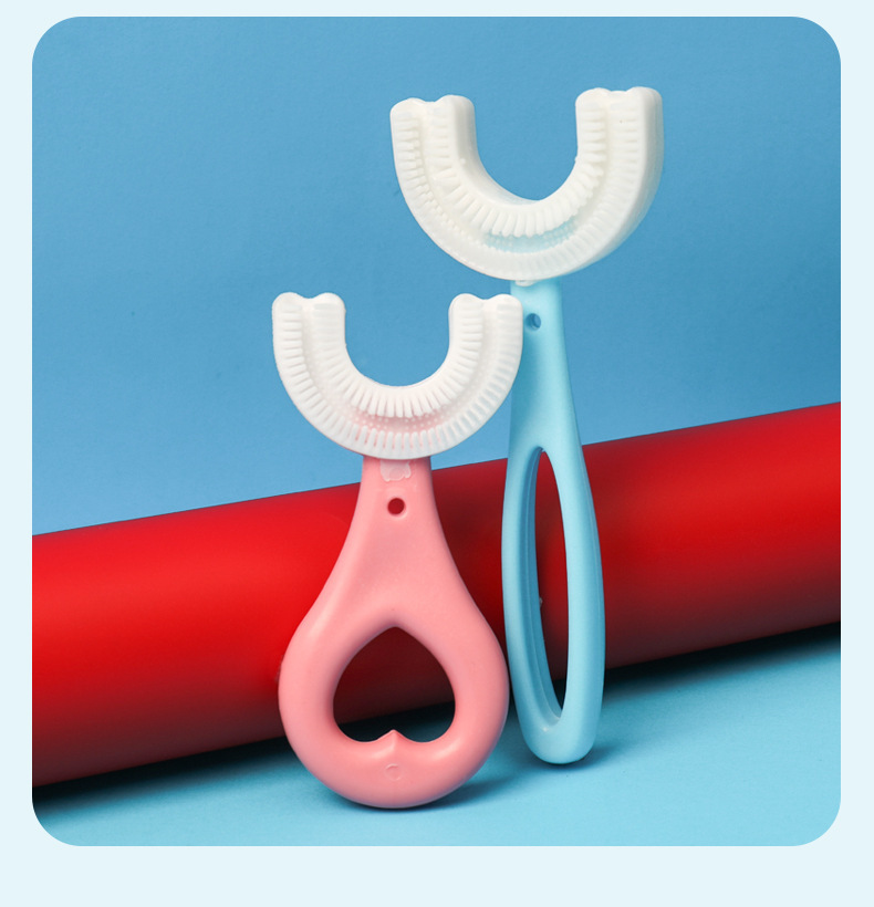Gentle U-Shape Silicone Toothbrush for Kids Pink - Clean Teeth