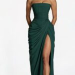SDM225 Elegant Yellow New Sexy Strapless Slit Dress, 2026 New Arrival, Wholesale Export Goods