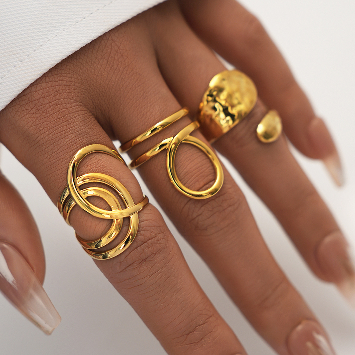 Interwoven Line Ring for Women, Stackable Open Wear