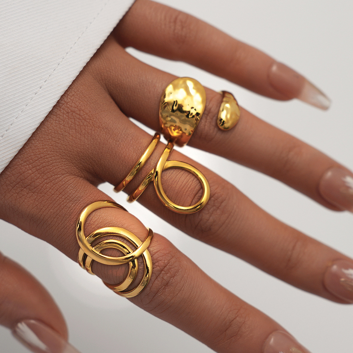 Interwoven Line Ring for Women, Stackable Open Wear