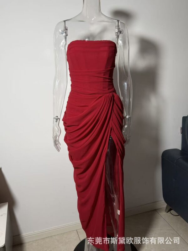 SDM225 Elegant Yellow New Sexy Strapless Slit Dress, 2026 New Arrival, Wholesale Export Goods