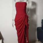 SDM225 Elegant Yellow New Sexy Strapless Slit Dress, 2026 New Arrival, Wholesale Export Goods