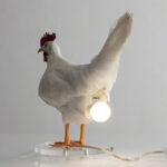 O1CN0150P17s2Gi2LWN5OQc_2209606839048-0-cib.jpg New cross-border style Easter white rooster lamp, artificial chicken ornament, resin design table lamp bulb.