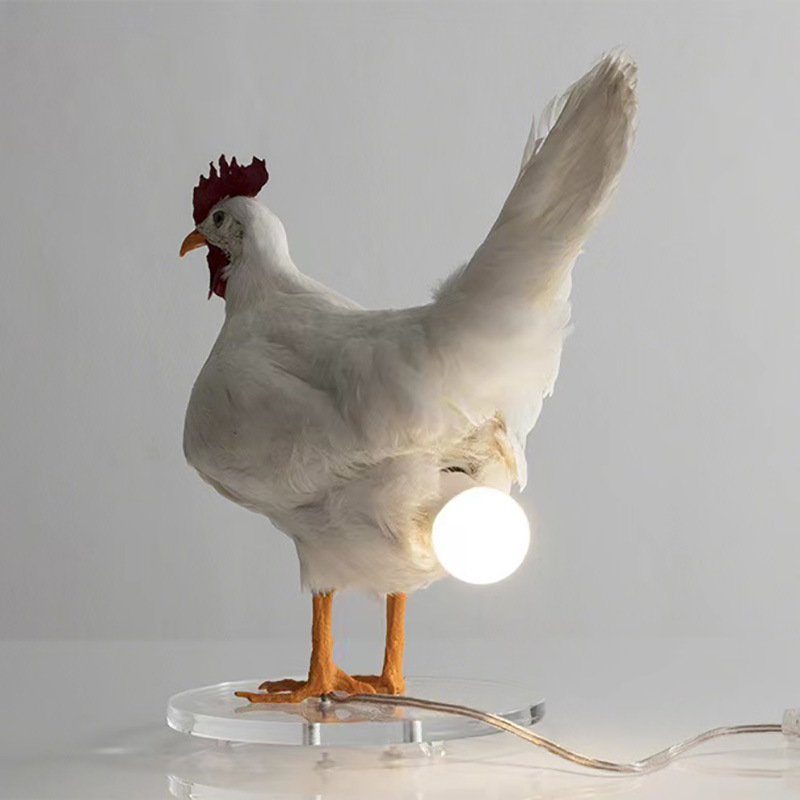 New cross-border style Easter white rooster lamp, artificial chicken ornament, resin design table lamp bulb. New cross-border style Easter white rooster lamp, artificial chicken ornament, resin design table lamp bulb.