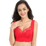 Plus-size women's lingerie, sexy lace, thin, wire-free vest style, plus size sports sleep bra with push-up support.