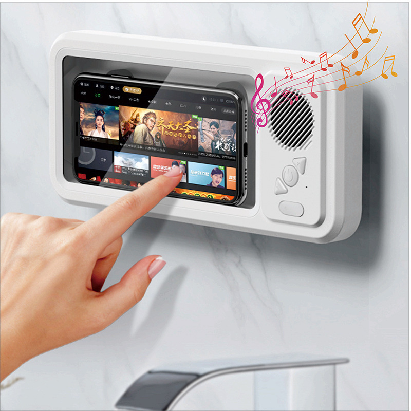 New waterproof touch screen phone holder for bathroom use, perfect for watching videos in the shower, Bluetooth mini speaker, portable for watching videos. New waterproof touch screen phone holder for bathroom use, perfect for watching videos in the shower, Bluetooth mini speaker, portable for watching videos.