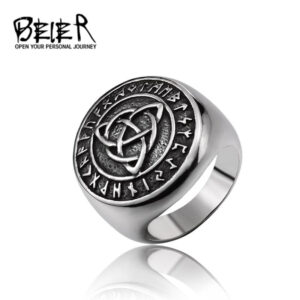 Bold Celtic Knot Titanium Steel Men’s Ring - Polished Retro