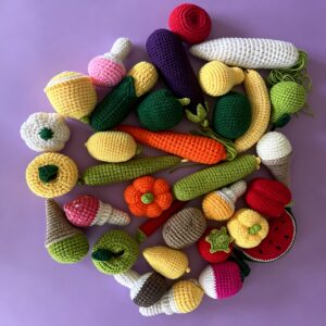 Photography props, yarn, fruits and vegetables, children's toys, yarn crochet dolls, creative realistic fruit ornaments, gifts
