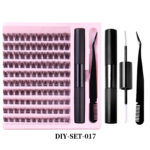 Natural Black Cluster Fake Eyelashes with Segmented Double Tape