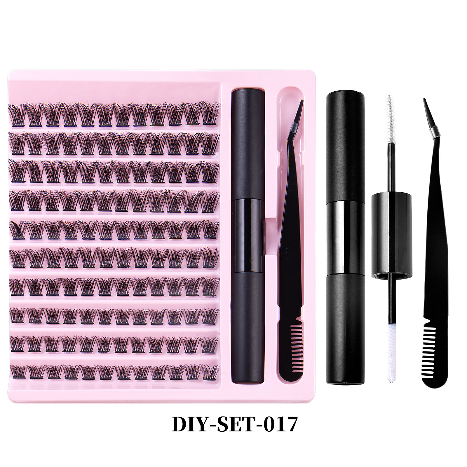 Natural Black Cluster Fake Eyelashes with Segmented Double Tape