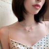 Pearl Pendant Multi-Layer Beaded Necklace with Regular Chain