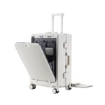 O1CN01AZVp521xiWNu0qnbZ_2398046477-0-cib.jpg Factory wholesale 20-inch front-opening aluminum frame trolley case, stylish student carry-on suitcase with combination lock, gift set.