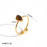 Fashionable Open-Design Tiger’s Eye Stainless Ring for Women - 18 K Gold Plated