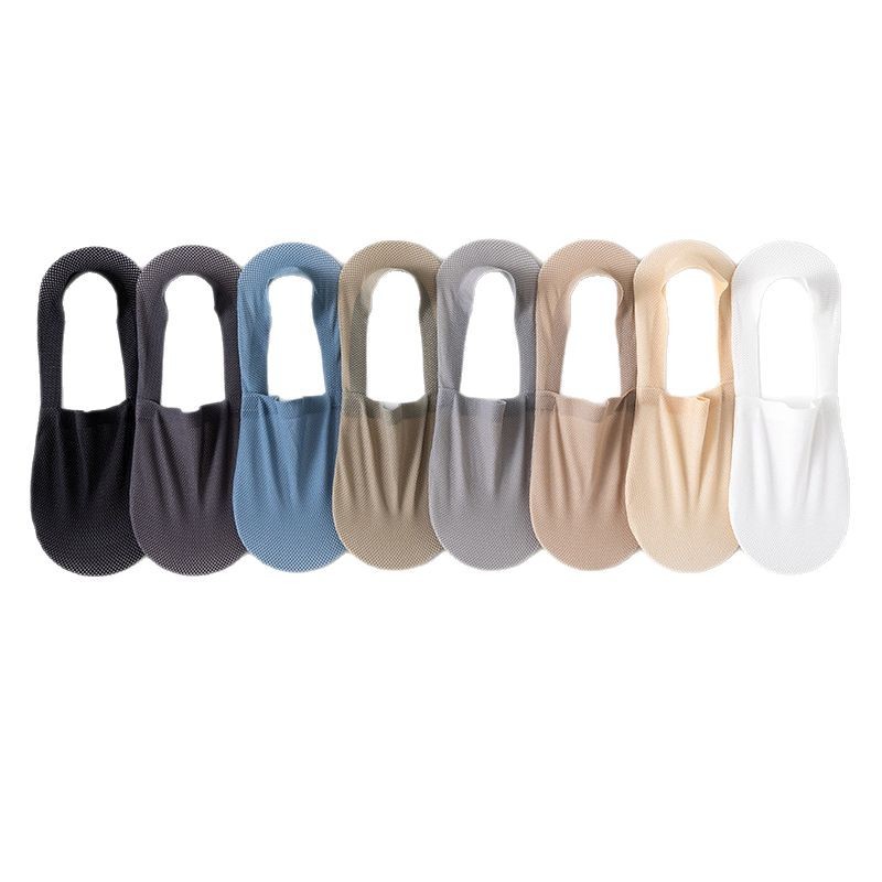 Men’s Breathable Ice Silk Boat Socks, Moisture-Wicking Non-Slip