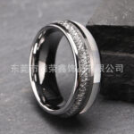 Bold 8 mm Silver Wire Tungsten Steel Ring with Mother-of-Pearl