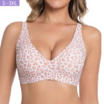 Leopard Print Wire-Free Plus Size Bra with Back Support