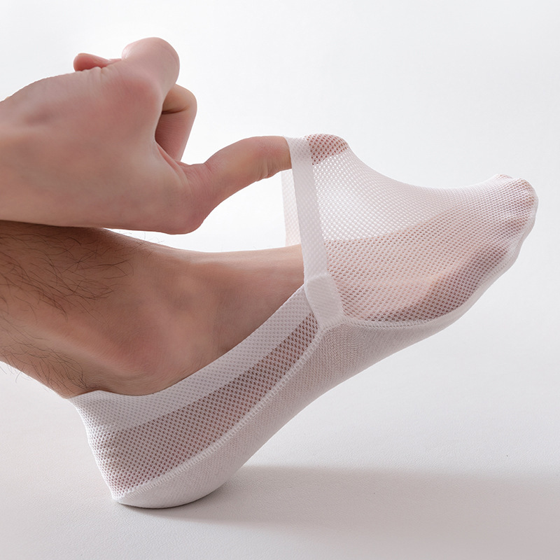 Men’s Breathable Ice Silk Boat Socks, Moisture-Wicking Non-Slip