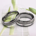 Bold 8 mm Silver Wire Tungsten Steel Ring with Mother-of-Pearl