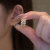 Exquisite double-sided zircon leaf earrings, high-end luxury niche earrings, versatile leaf earrings, small earrings