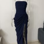 SDM225 Elegant Yellow New Sexy Strapless Slit Dress, 2026 New Arrival, Wholesale Export Goods