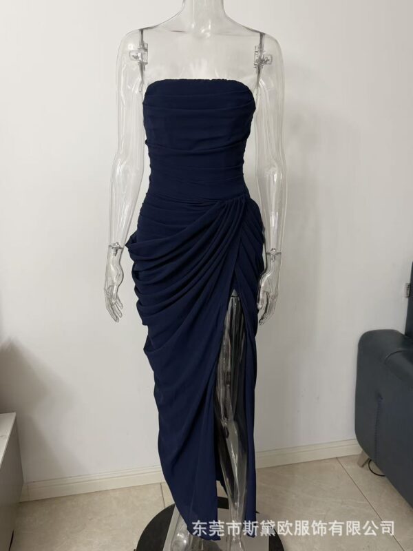 SDM225 Elegant Yellow New Sexy Strapless Slit Dress, 2026 New Arrival, Wholesale Export Goods