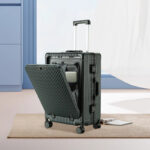 O1CN01FzGHSG1xiWNyu5OES_2398046477-0-cib.jpg Factory wholesale 20-inch front-opening aluminum frame trolley case, stylish student carry-on suitcase with combination lock, gift set.