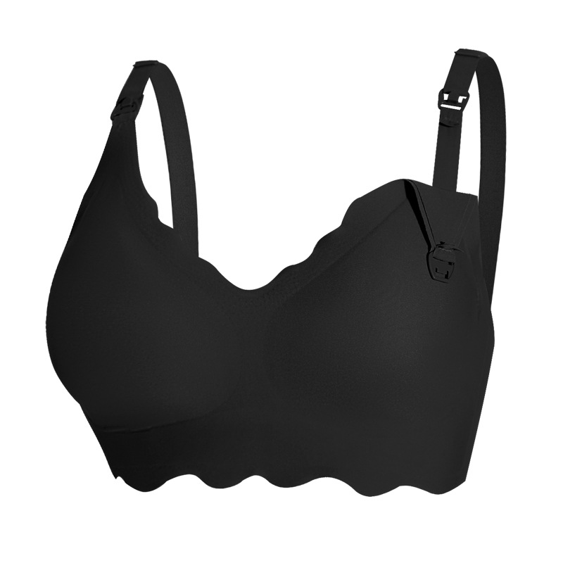 Front-Opening Wire-Free Nursing Bra for Postpartum, Black