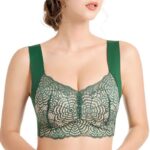 Plus-size women's lingerie, sexy lace, thin, wire-free vest style, plus size sports sleep bra with push-up support.