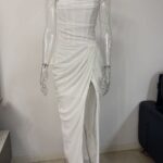 SDM225 Elegant Yellow New Sexy Strapless Slit Dress, 2026 New Arrival, Wholesale Export Goods