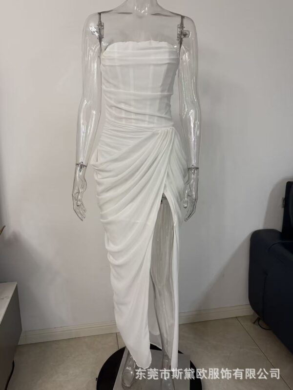 SDM225 Elegant Yellow New Sexy Strapless Slit Dress, 2026 New Arrival, Wholesale Export Goods