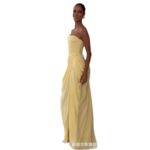 SDM225 Elegant Yellow New Sexy Strapless Slit Dress, 2026 New Arrival, Wholesale Export Goods